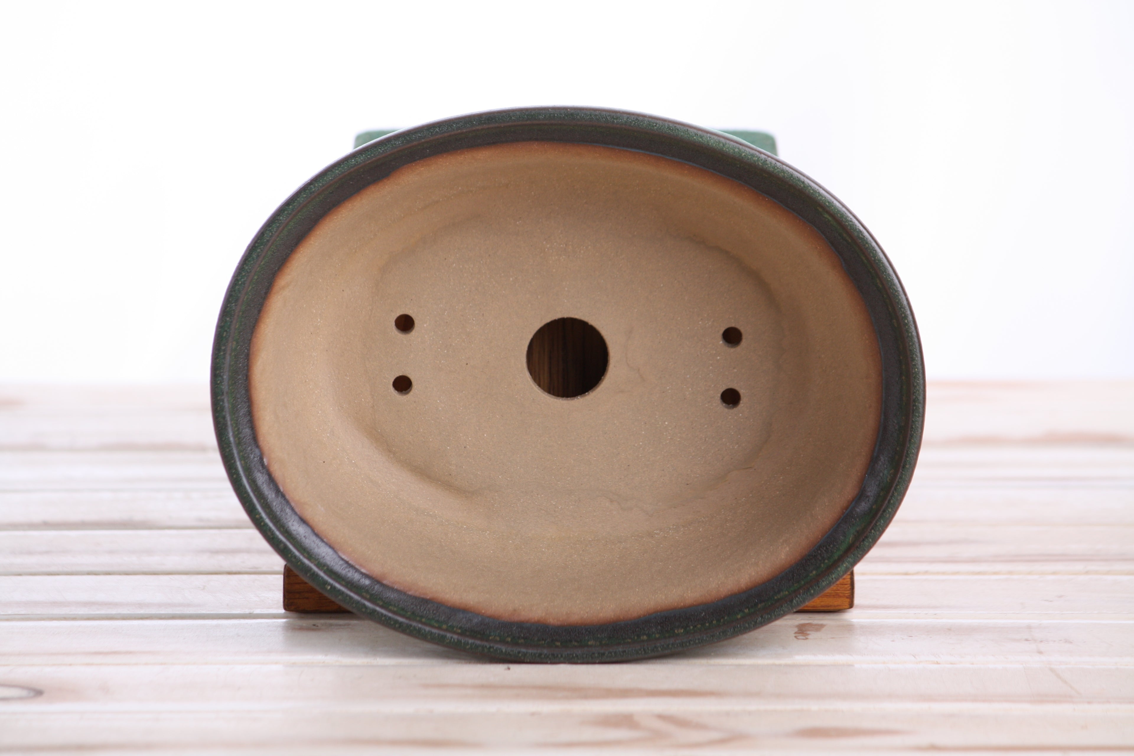 Willow Bonsai Ceramics Fat Bonsai Pot 7.5 Inch – Bold Oval Ceramic Bonsai & Succulent Planter with Accentuated Rim, High‑Fired Frost‑Proof Stoneware, Handmade in USA (Avocado)