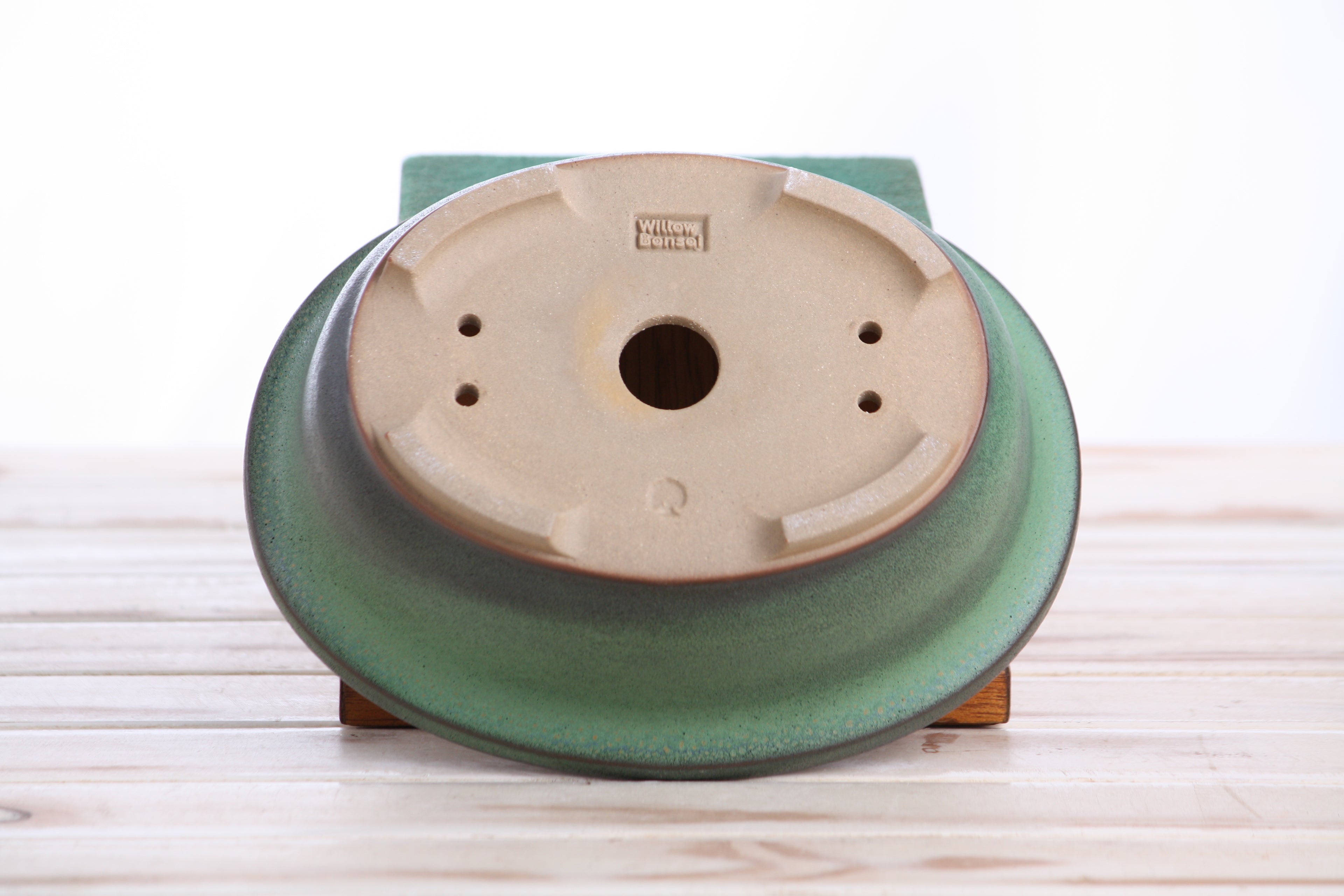 Willow Bonsai Ceramics Fat Bonsai Pot 7.5 Inch – Bold Oval Ceramic Bonsai & Succulent Planter with Accentuated Rim, High‑Fired Frost‑Proof Stoneware, Handmade in USA (Avocado)