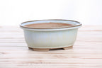 Willow Bonsai Ceramics Fat Bonsai Pot 7.5 Inch – Bold Oval Ceramic Bonsai & Succulent Planter with Accentuated Rim, High‑Fired Frost‑Proof Stoneware, Handmade in USA (Glacier)