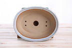 Willow Bonsai Ceramics Fat Bonsai Pot 7.5 Inch – Bold Oval Ceramic Bonsai & Succulent Planter with Accentuated Rim, High‑Fired Frost‑Proof Stoneware, Handmade in USA (Glacier)