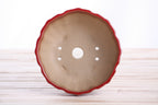 Willow Bonsai Ceramics Lily Bonsai Pot 5.5 Inch – Sculpted Rounded Ceramic Bonsai & Succulent Planter with Wavy Profile, High‑Fired Frost‑Proof Stoneware, Handmade in USA (Red)
