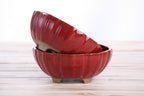 Willow Bonsai Ceramics Lily Bonsai Pot 5.5 Inch – Sculpted Rounded Ceramic Bonsai & Succulent Planter with Wavy Profile, High‑Fired Frost‑Proof Stoneware, Handmade in USA (Red)