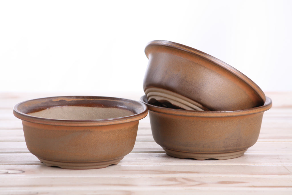 Willow Bonsai Ceramics Round Bonsai Pot 5.5 Inch – Round Ceramic Bonsai & Succulent Planter with Accentuated Rim and Sculpted Foot Ring, High‑Fired Frost‑Proof Stoneware, Handmade in USA (Deep Stone)