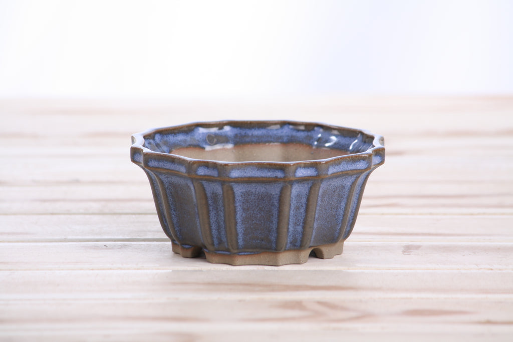 Willow Bonsai Ceramics Flower Design Bonsai Pot 4.5 Inch – Elegant Ceramic Bonsai & Succulent Planter, High‑Fired Frost‑Proof Stoneware with Drainage & Wiring Holes, Handmade in USA (Denim)