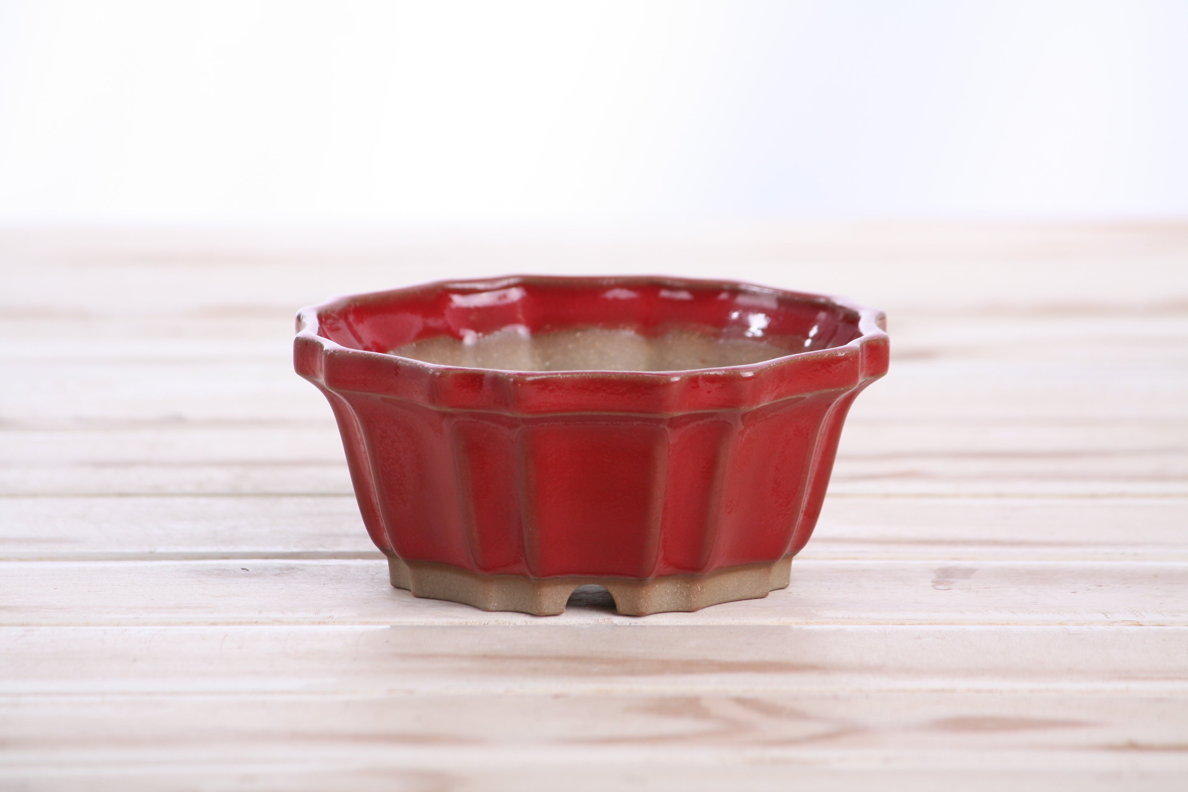 Willow Bonsai Ceramics Flower Design Bonsai Pot 4.5 Inch – Elegant Ceramic Bonsai & Succulent Planter, High‑Fired Frost‑Proof Stoneware with Drainage & Wiring Holes, Handmade in USA (Red)