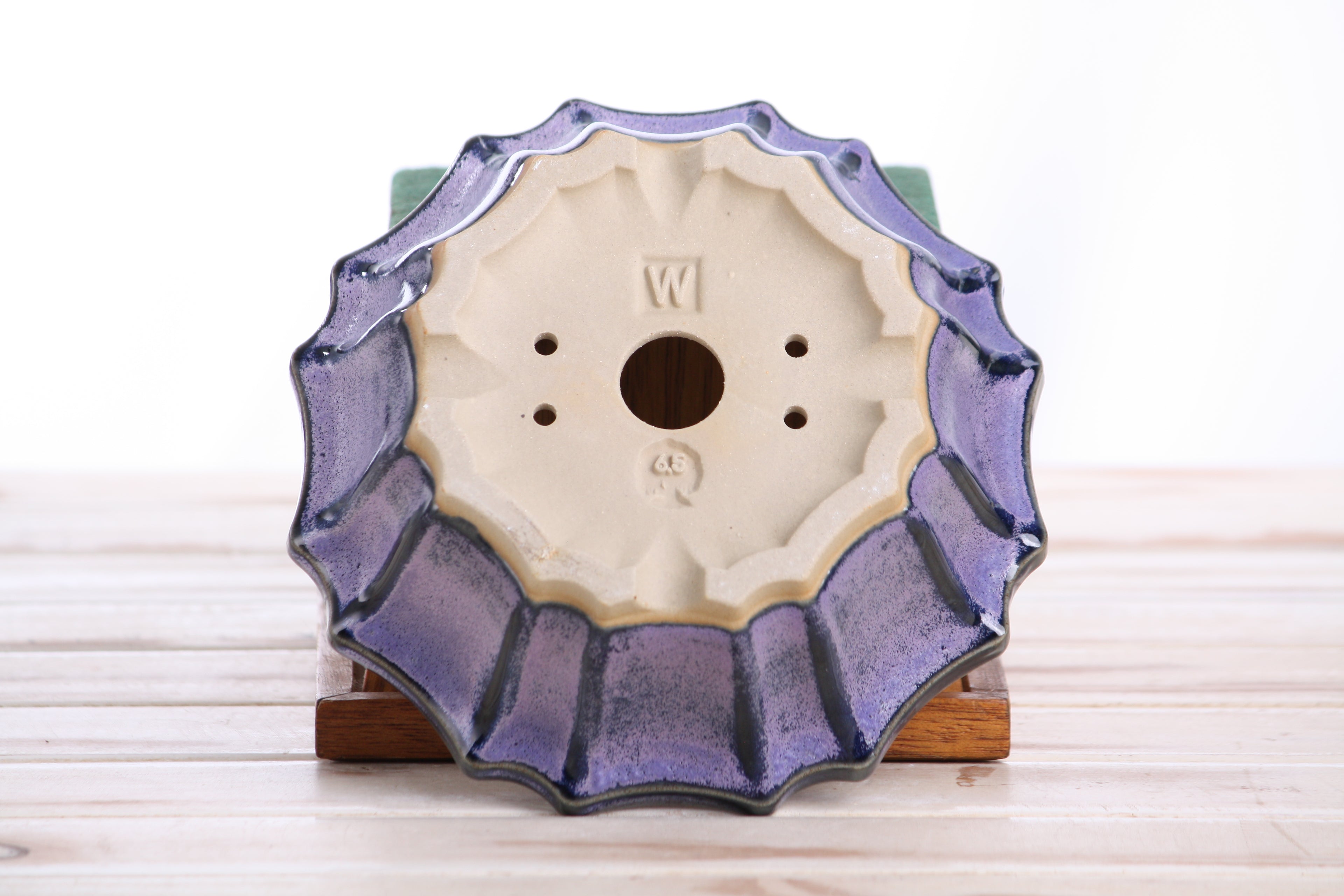 Willow Bonsai Ceramics Flower Design Bonsai Pot 6.5 Inch – Elegant Ceramic Bonsai & Succulent Planter, High‑Fired Frost‑Proof Stoneware with Drainage & Wiring Holes, Handmade in USA (Purple)