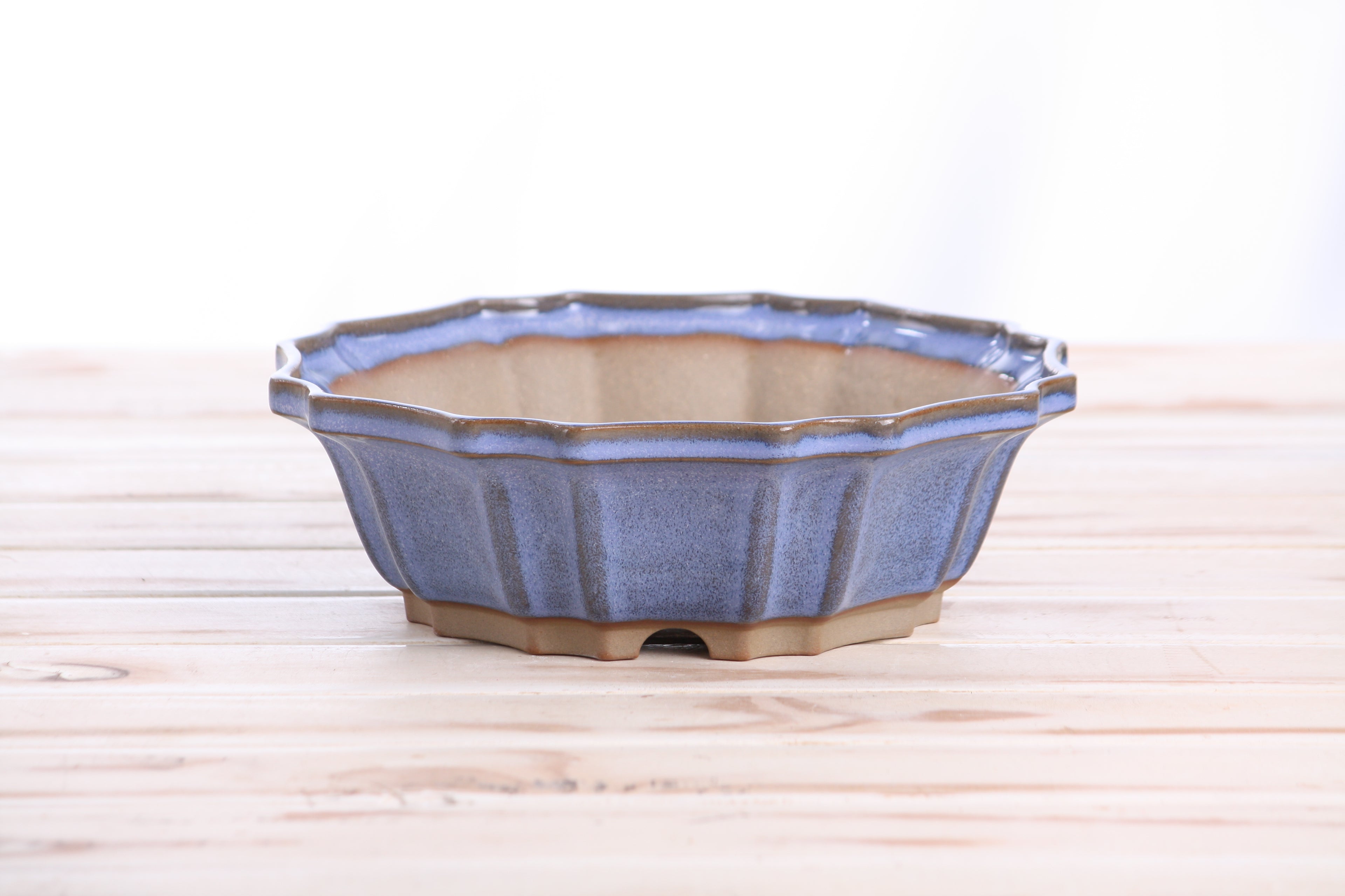 Willow Bonsai Ceramics Flower Design Bonsai Pot 8 Inch – Elegant Ceramic Bonsai & Succulent Planter, High‑Fired Frost‑Proof Stoneware with Drainage & Wiring Holes, Handmade in USA (Denim)