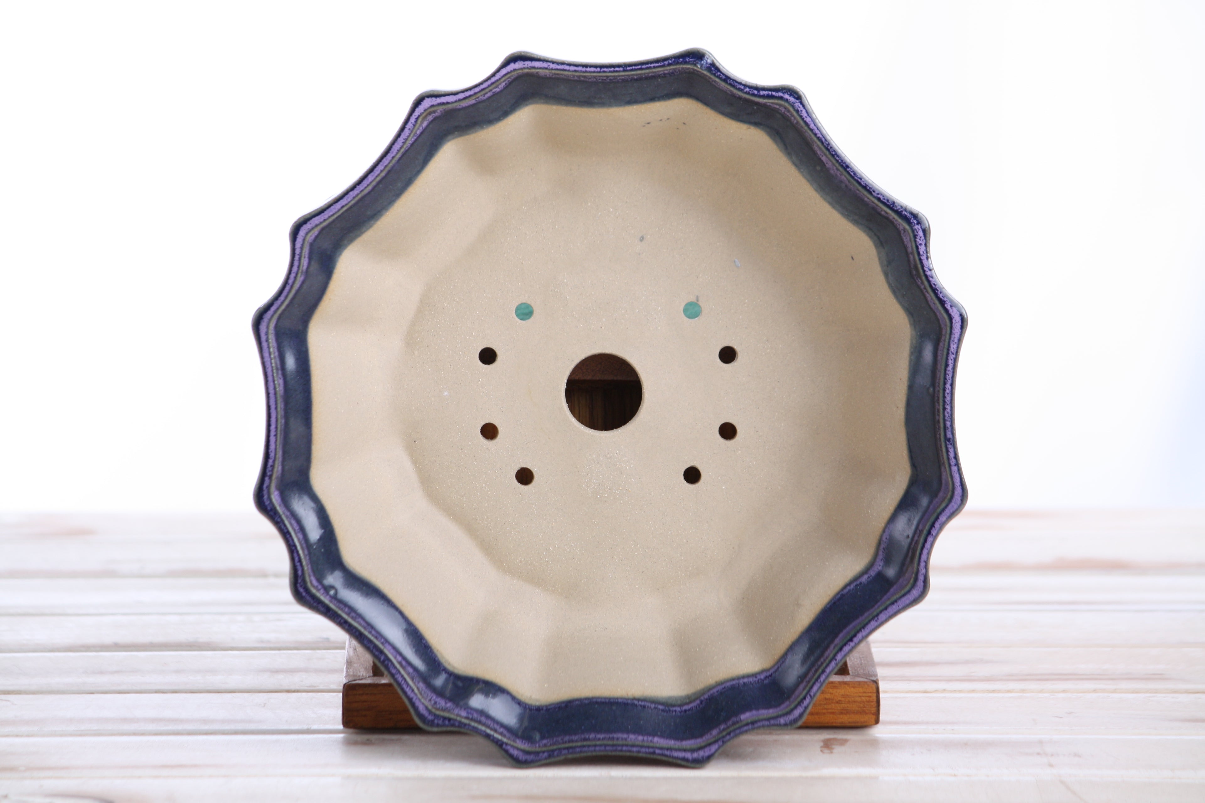 Willow Bonsai Ceramics Flower Design Bonsai Pot 8 Inch – Elegant Ceramic Bonsai & Succulent Planter, High‑Fired Frost‑Proof Stoneware with Drainage & Wiring Holes, Handmade in USA (Purple)