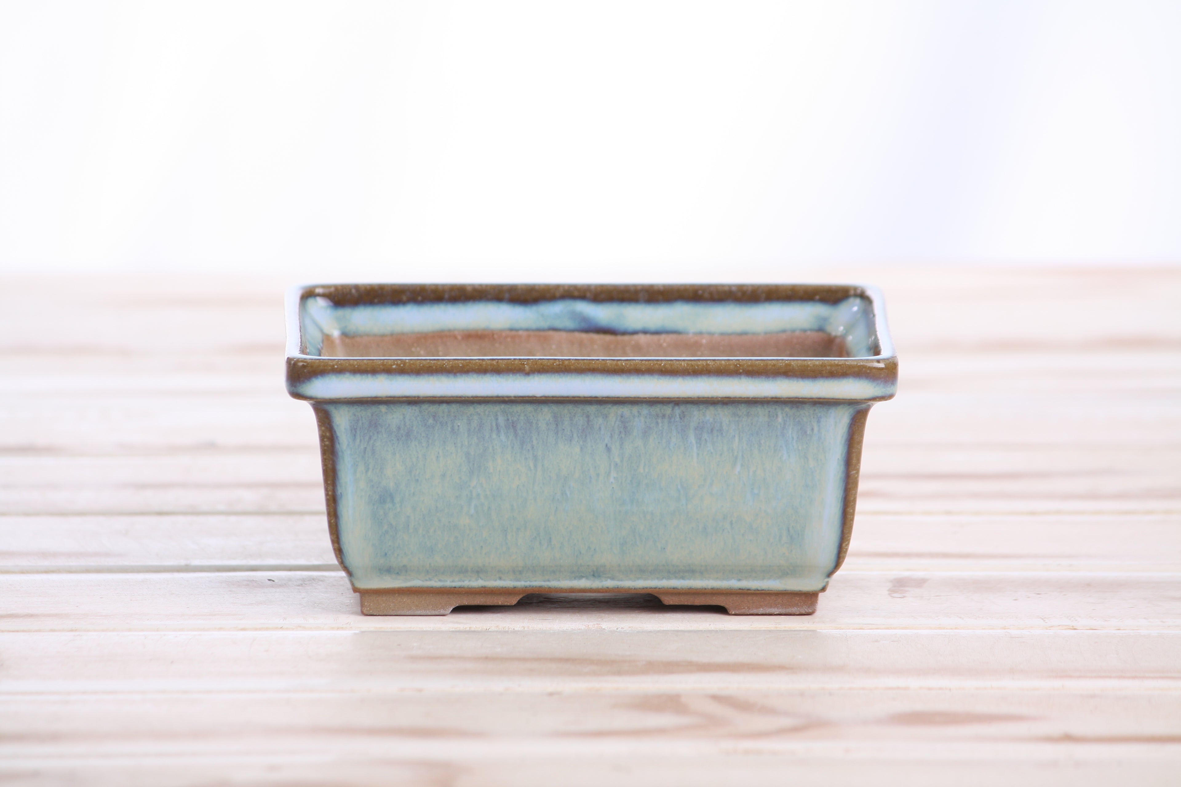 Willow Bonsai Ceramics Rectangle Deep Bonsai Pot 5 Inch – Higher‑Profile Rectangular Ceramic Bonsai & Succulent Planter with Accentuated Rim, High‑Fired Frost‑Proof Stoneware, Handmade in USA (Glacier)