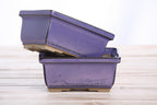 Willow Bonsai Ceramics Rectangle Deep Bonsai Pot 5 Inch – Higher‑Profile Rectangular Ceramic Bonsai & Succulent Planter with Accentuated Rim, High‑Fired Frost‑Proof Stoneware, Handmade in USA (Purple)