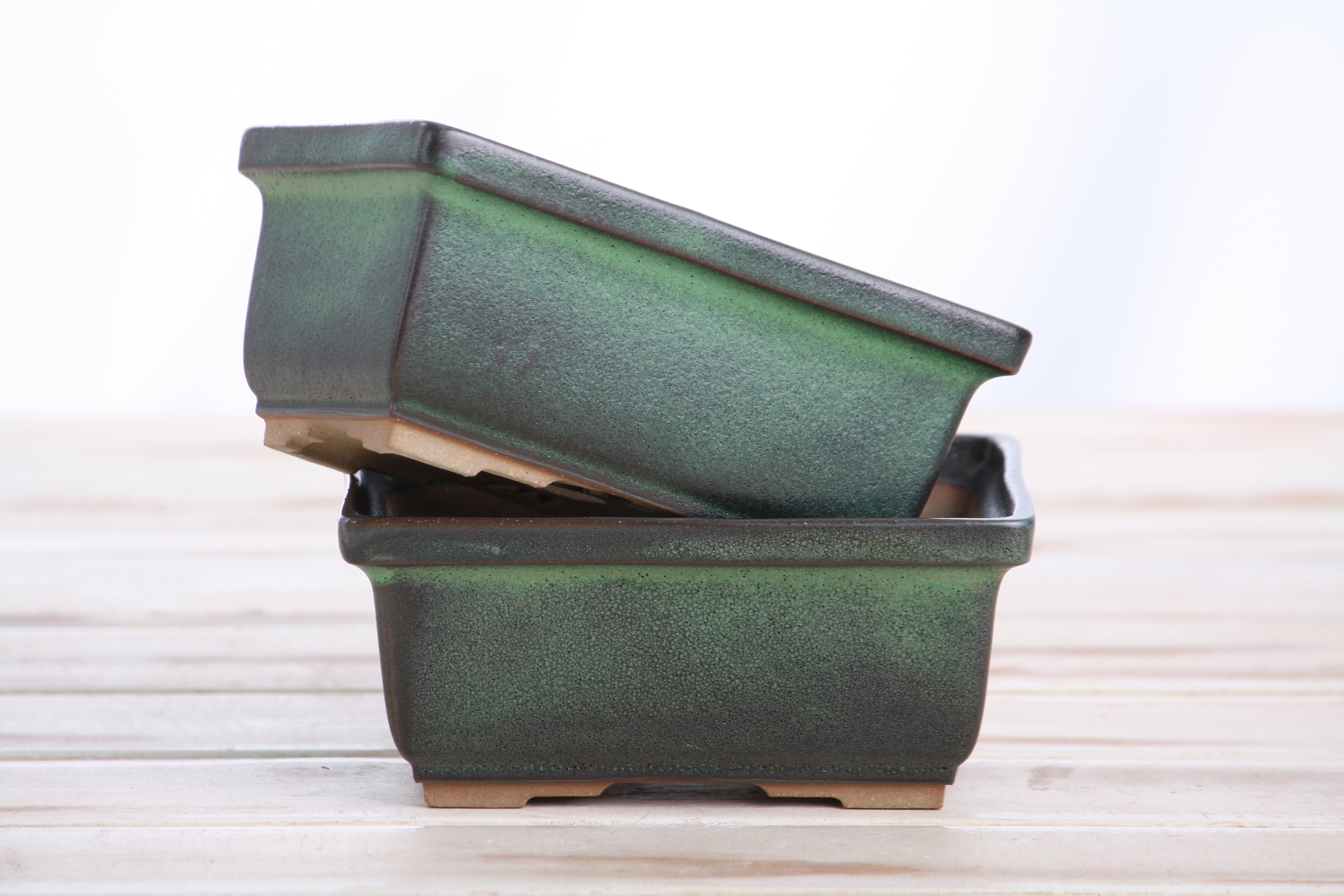 Willow Bonsai Ceramics Rectangle Deep Bonsai Pot 5 Inch – Higher‑Profile Rectangular Ceramic Bonsai & Succulent Planter with Accentuated Rim, High‑Fired Frost‑Proof Stoneware, Handmade in USA (Avocado)