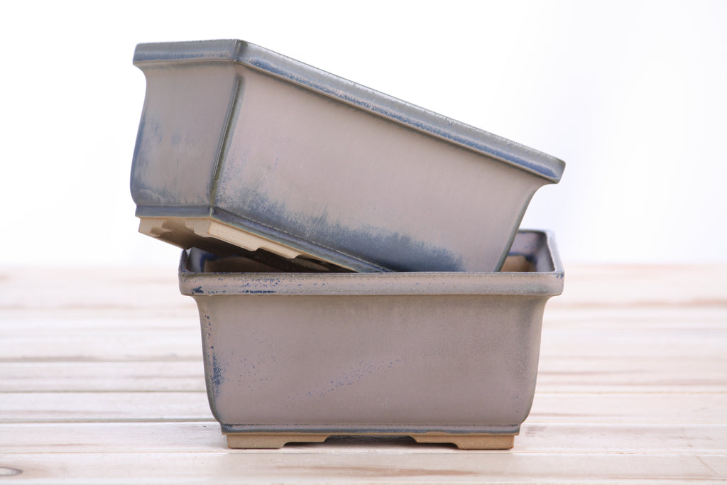 Willow Bonsai Ceramics Rectangle Deep Bonsai Pot 6 Inch – Higher‑Profile Rectangular Ceramic Bonsai & Succulent Planter with Accentuated Rim, High‑Fired Frost‑Proof Stoneware, Handmade in USA (Ocean)