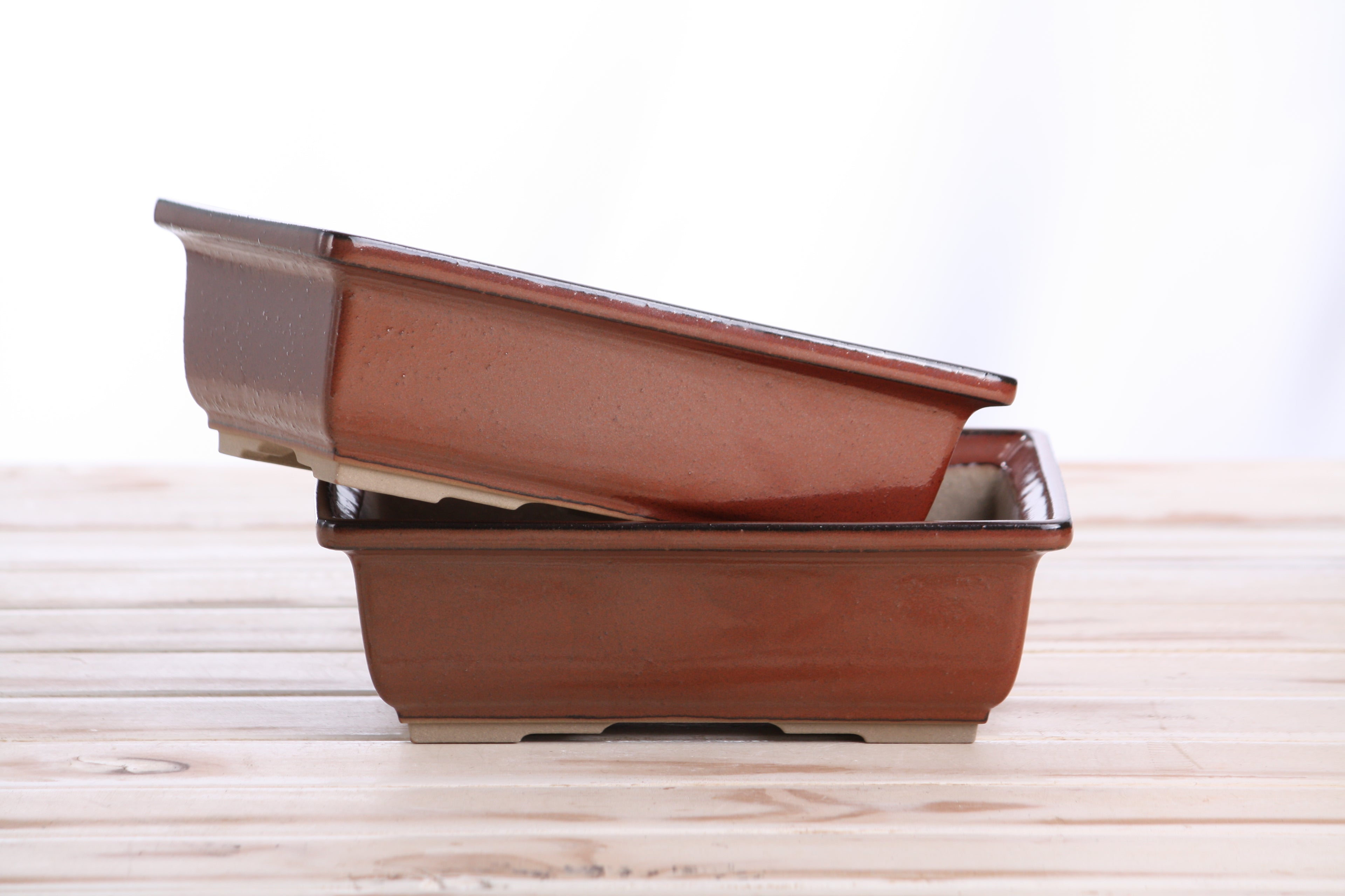 Willow Bonsai Ceramics Rectangle Bonsai Pot 8 Inch – Lower‑Profile Rectangular Ceramic Bonsai & Succulent Planter with Accentuated Rim, High‑Fired Frost‑Proof Stoneware, Handmade in USA (Sunset)