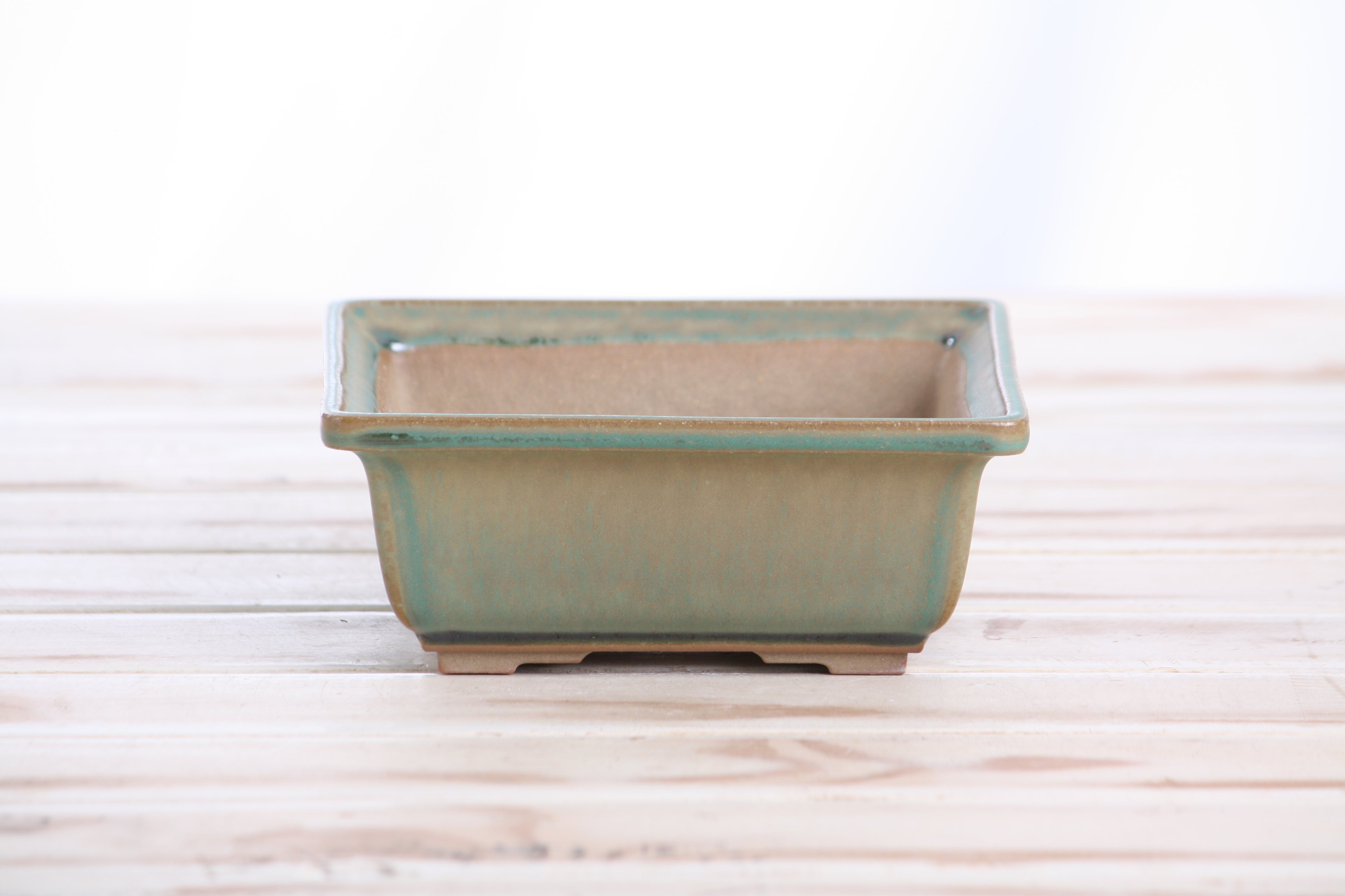Willow Bonsai Ceramics Square Bonsai Pot 5.5 Inch – Low‑Profile Square Ceramic Bonsai & Succulent Planter with Accentuated Rim, High‑Fired Frost‑Proof Stoneware, Handmade in USA (Speckled Moss)