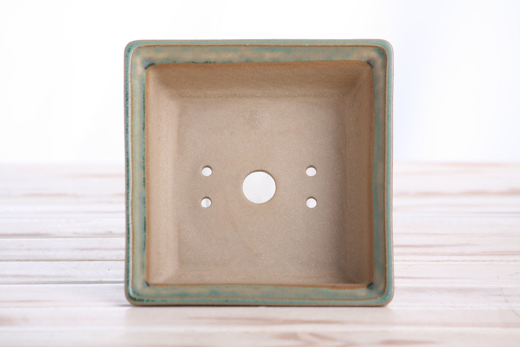 Willow Bonsai Ceramics Square Bonsai Pot 5.5 Inch – Low‑Profile Square Ceramic Bonsai & Succulent Planter with Accentuated Rim, High‑Fired Frost‑Proof Stoneware, Handmade in USA (Speckled Moss)