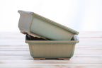 Willow Bonsai Ceramics Square Bonsai Pot 5.5 Inch – Low‑Profile Square Ceramic Bonsai & Succulent Planter with Accentuated Rim, High‑Fired Frost‑Proof Stoneware, Handmade in USA (Speckled Moss)