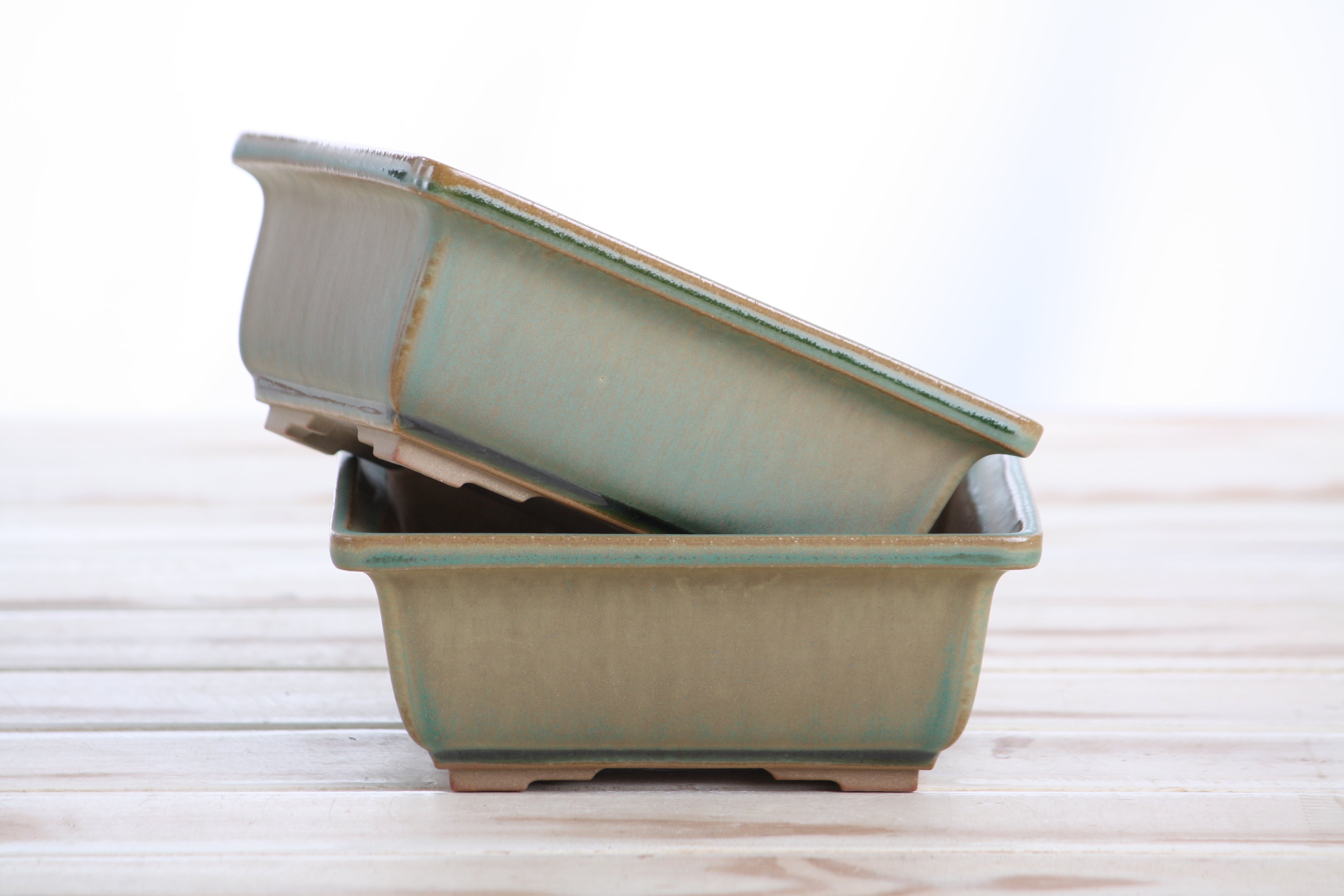 Willow Bonsai Ceramics Square Bonsai Pot 5.5 Inch – Low‑Profile Square Ceramic Bonsai & Succulent Planter with Accentuated Rim, High‑Fired Frost‑Proof Stoneware, Handmade in USA (Speckled Moss)