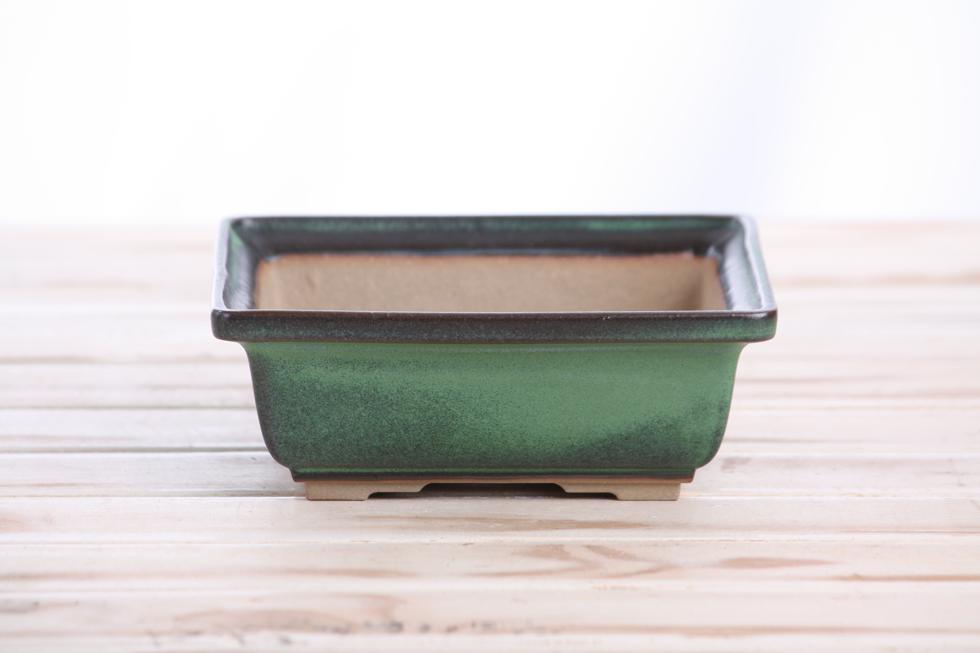 Willow Bonsai Ceramics Square Bonsai Pot 6 Inch – Low‑Profile Square Ceramic Bonsai & Succulent Planter with Accentuated Rim, High‑Fired Frost‑Proof Stoneware, Handmade in USA (Avocado)