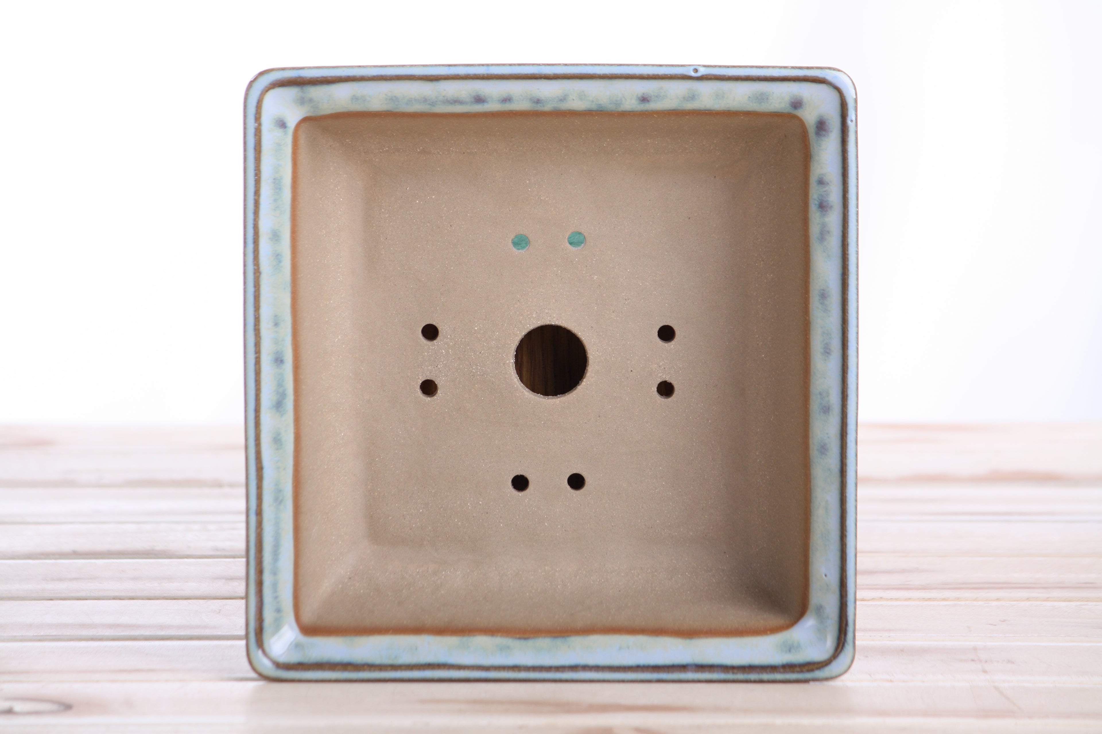 Willow Bonsai Ceramics Square Bonsai Pot 7 Inch – Low‑Profile Square Ceramic Bonsai & Succulent Planter with Accentuated Rim, High‑Fired Frost‑Proof Stoneware, Handmade in USA (Glacier)