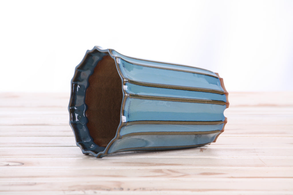 Willow Bonsai Ceramics Flower Design Cascade Bonsai Pot 5 Inch – Elegant Tall Ceramic Bonsai & Succulent Planter, High‑Fired Frost‑Proof Stoneware with Drainage & Wiring Holes, Handmade in USA (Peacock)