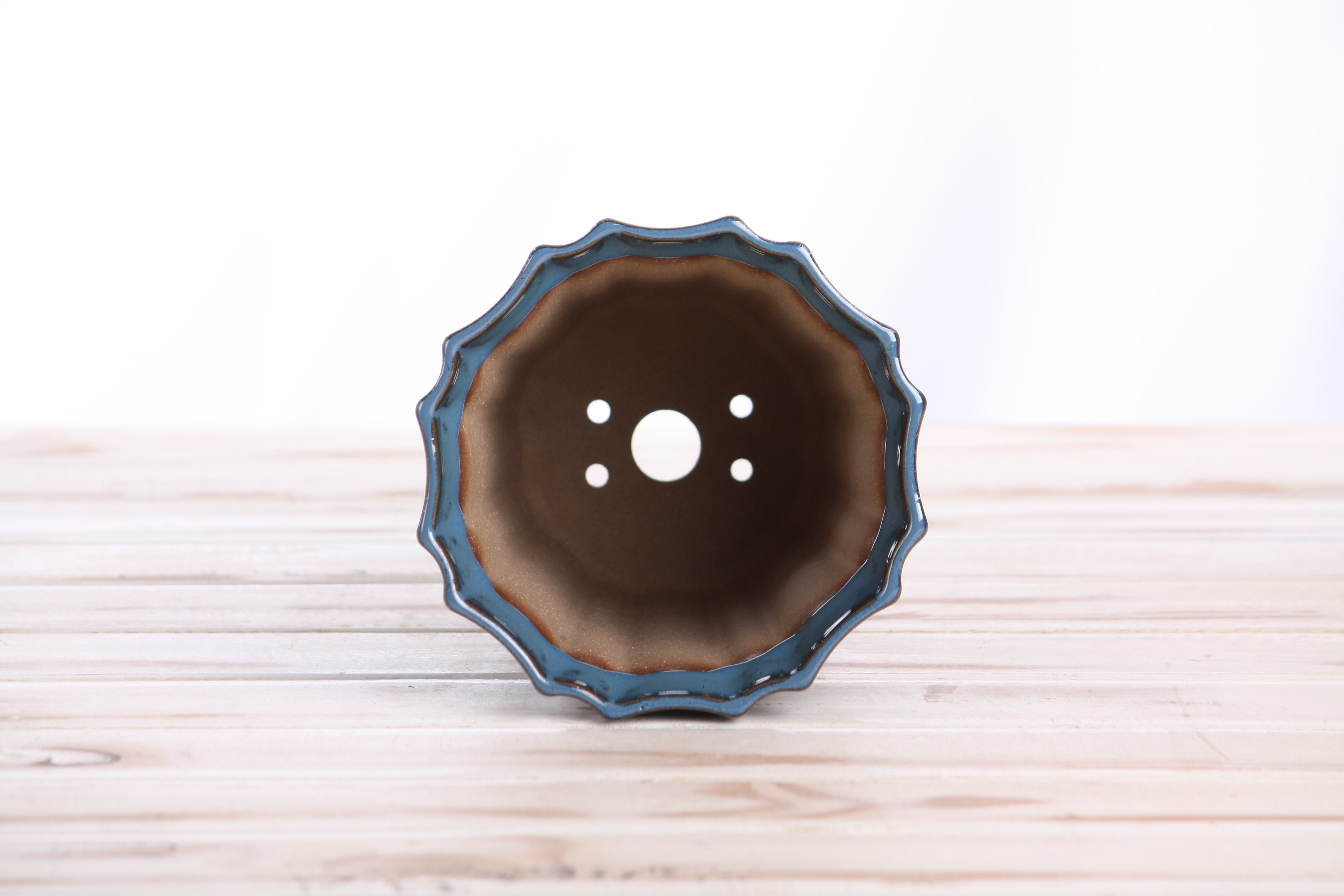 Willow Bonsai Ceramics Flower Design Cascade Bonsai Pot 5 Inch – Elegant Tall Ceramic Bonsai & Succulent Planter, High‑Fired Frost‑Proof Stoneware with Drainage & Wiring Holes, Handmade in USA (Peacock)
