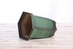 Willow Bonsai Ceramics Hexagonal Windowed Cascade Bonsai Pot 5 Inch – Tall Ceramic Cascade Planter, High‑Fired Frost‑Proof Stoneware with Drainage & Wiring Holes, Handmade in USA (Avocado)