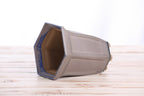 Willow Bonsai Ceramics Hexagonal Windowed Cascade Bonsai Pot 5 Inch – Tall Ceramic Cascade Planter, High‑Fired Frost‑Proof Stoneware with Drainage & Wiring Holes, Handmade in USA (Ocean)