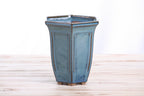 Willow Bonsai Ceramics Hexagonal Windowed Cascade Bonsai Pot 5 Inch – Tall Ceramic Cascade Planter, High‑Fired Frost‑Proof Stoneware with Drainage & Wiring Holes, Handmade in USA (Peacock)