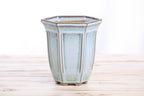 Willow Bonsai Ceramics Hexagonal Windowed Cascade Bonsai Pot 5 Inch – Tall Ceramic Cascade Planter, High‑Fired Frost‑Proof Stoneware with Drainage & Wiring Holes, Handmade in USA (Glacier)