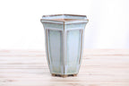 Willow Bonsai Ceramics Hexagonal Windowed Cascade Bonsai Pot 5 Inch – Tall Ceramic Cascade Planter, High‑Fired Frost‑Proof Stoneware with Drainage & Wiring Holes, Handmade in USA (Glacier)