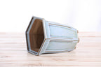 Willow Bonsai Ceramics Hexagonal Windowed Cascade Bonsai Pot 5 Inch – Tall Ceramic Cascade Planter, High‑Fired Frost‑Proof Stoneware with Drainage & Wiring Holes, Handmade in USA (Glacier)