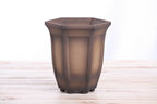 Willow Bonsai Ceramics Hexagonal Windowed Cascade Bonsai Pot 5 Inch – Tall Ceramic Cascade Planter, High‑Fired Frost‑Proof Stoneware with Drainage & Wiring Holes, Handmade in USA (Shaded Unglazed)