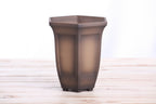 Willow Bonsai Ceramics Hexagonal Windowed Cascade Bonsai Pot 5 Inch – Tall Ceramic Cascade Planter, High‑Fired Frost‑Proof Stoneware with Drainage & Wiring Holes, Handmade in USA (Shaded Unglazed)