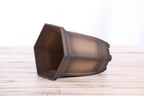 Willow Bonsai Ceramics Hexagonal Windowed Cascade Bonsai Pot 5 Inch – Tall Ceramic Cascade Planter, High‑Fired Frost‑Proof Stoneware with Drainage & Wiring Holes, Handmade in USA (Shaded Unglazed)