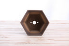 Willow Bonsai Ceramics Hexagonal Windowed Cascade Bonsai Pot 5 Inch – Tall Ceramic Cascade Planter, High‑Fired Frost‑Proof Stoneware with Drainage & Wiring Holes, Handmade in USA (Shaded Unglazed)