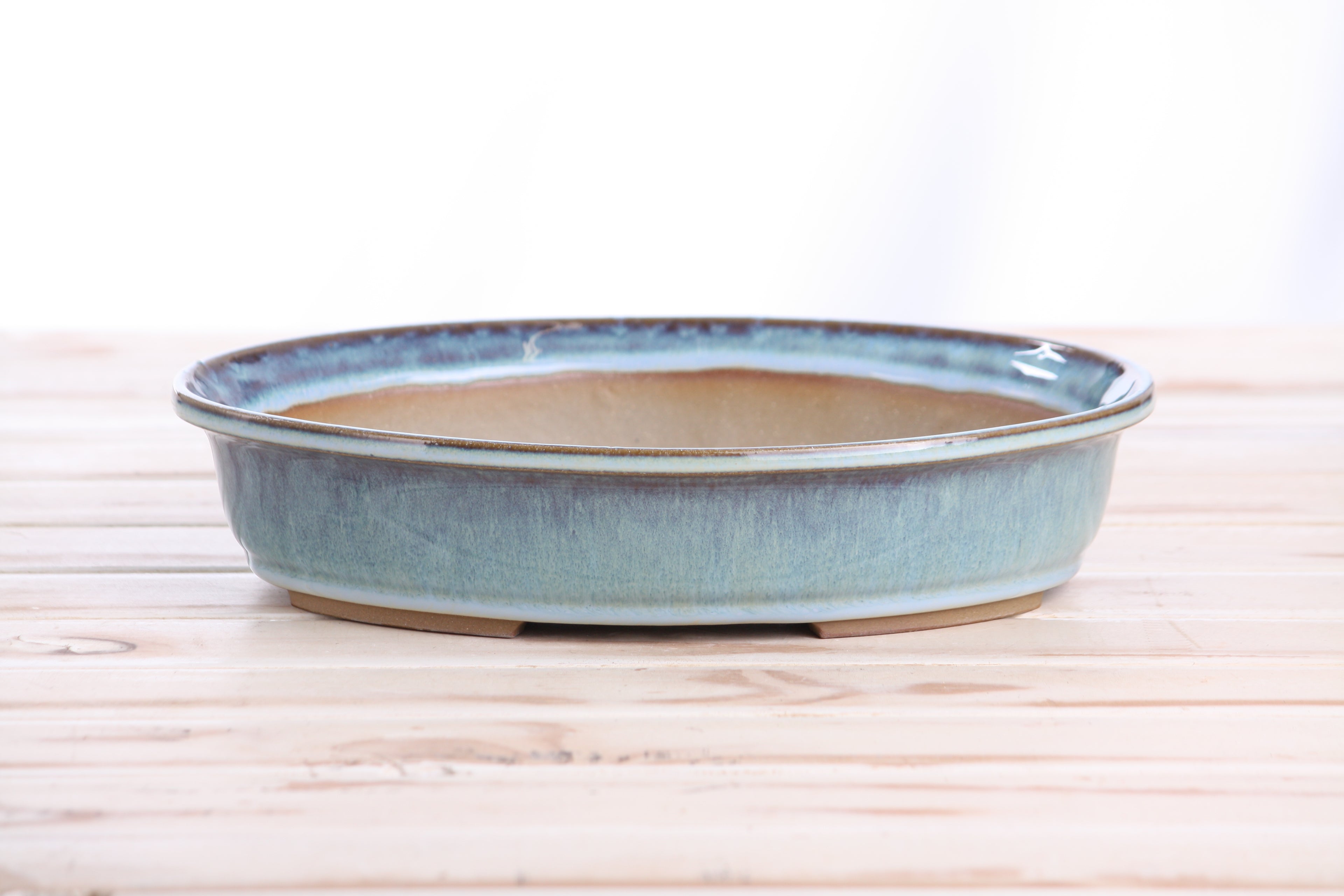 Willow Bonsai Ceramics Landscape Oval A Bonsai Pot 10 Inch – Large Oval Ceramic Bonsai Planter for Forest, Group & Specimen Tree Plantings, High‑Fired Frost‑Proof Stoneware, Handmade in USA (Glacier)