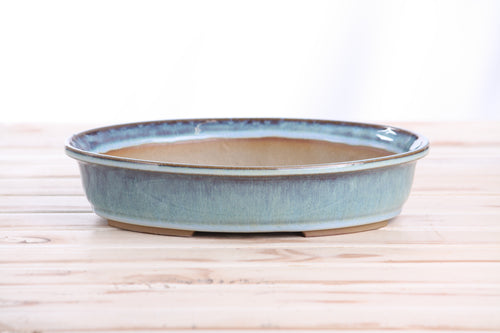 Willow Bonsai Ceramics Landscape Oval A Bonsai Pot 10 Inch – Large Oval Ceramic Bonsai Planter for Forest, Group & Specimen Tree Plantings, High‑Fired Frost‑Proof Stoneware, Handmade in USA (Glacier)