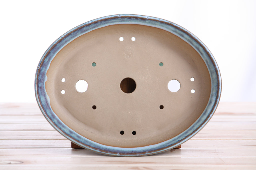 Willow Bonsai Ceramics Landscape Oval A Bonsai Pot 10 Inch – Large Oval Ceramic Bonsai Planter for Forest, Group & Specimen Tree Plantings, High‑Fired Frost‑Proof Stoneware, Handmade in USA (Glacier)
