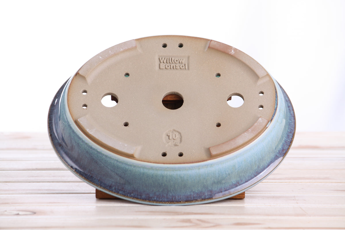 Willow Bonsai Ceramics Landscape Oval A Bonsai Pot 10 Inch – Large Oval Ceramic Bonsai Planter for Forest, Group & Specimen Tree Plantings, High‑Fired Frost‑Proof Stoneware, Handmade in USA (Glacier)