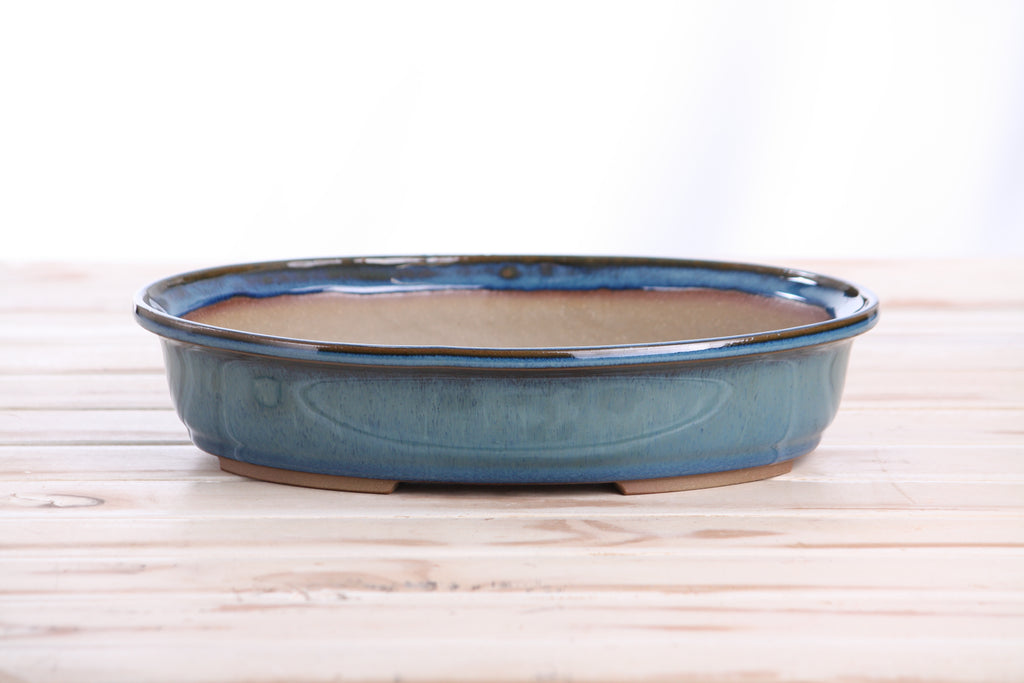 Willow Bonsai Ceramics Landscape Oval A Bonsai Pot 10 Inch – Large Oval Ceramic Bonsai Planter for Forest, Group & Specimen Tree Plantings, High‑Fired Frost‑Proof Stoneware, Handmade in USA (Peacock)