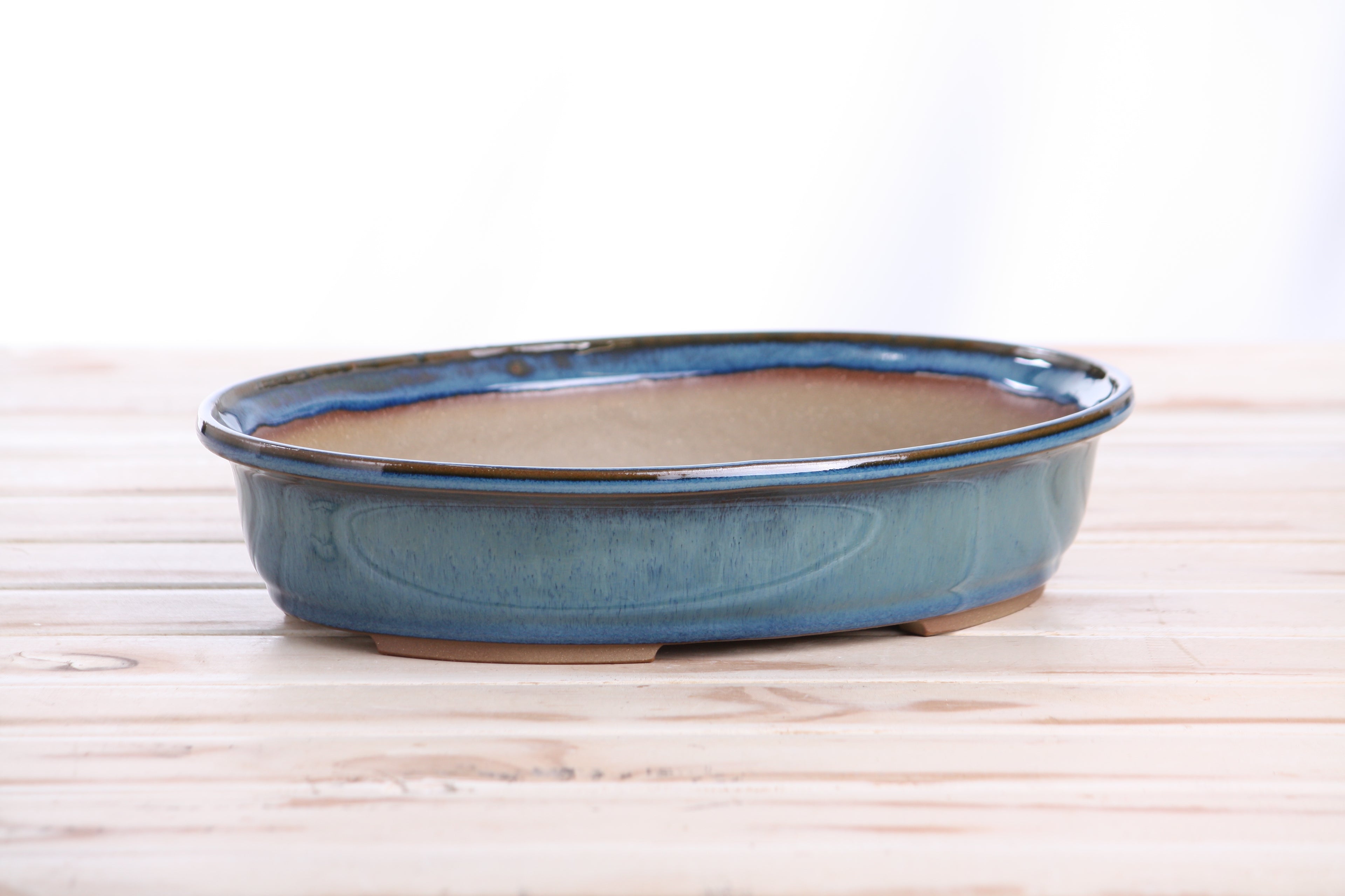 Willow Bonsai Ceramics Landscape Oval A Bonsai Pot 10 Inch – Large Oval Ceramic Bonsai Planter for Forest, Group & Specimen Tree Plantings, High‑Fired Frost‑Proof Stoneware, Handmade in USA (Peacock)