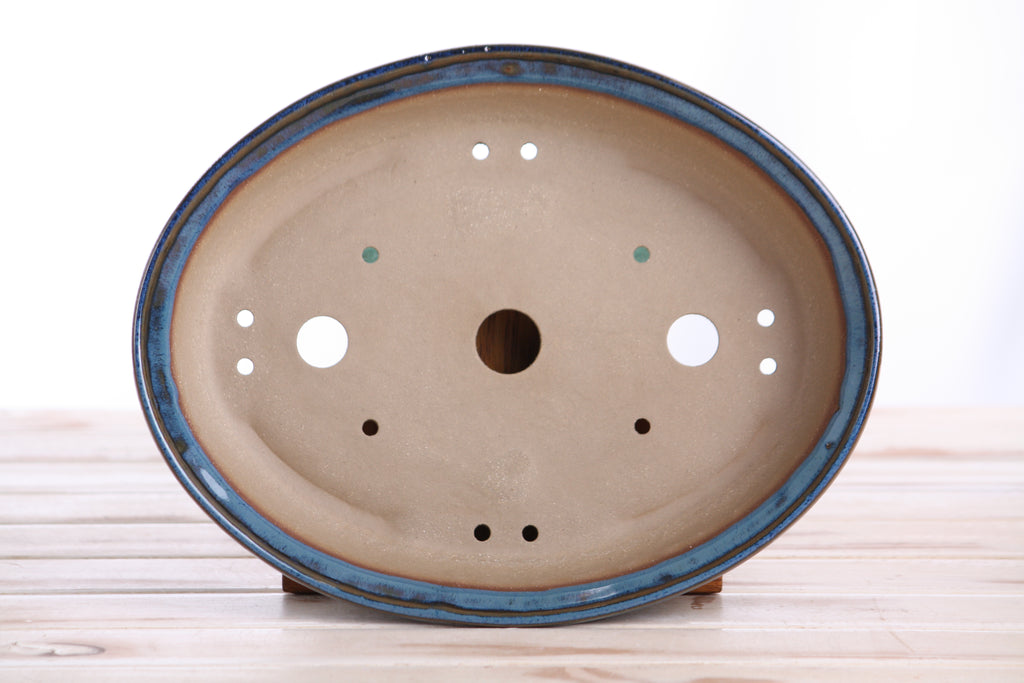 Willow Bonsai Ceramics Landscape Oval A Bonsai Pot 10 Inch – Large Oval Ceramic Bonsai Planter for Forest, Group & Specimen Tree Plantings, High‑Fired Frost‑Proof Stoneware, Handmade in USA (Peacock)