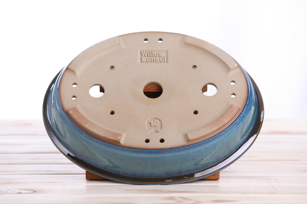 Willow Bonsai Ceramics Landscape Oval A Bonsai Pot 10 Inch – Large Oval Ceramic Bonsai Planter for Forest, Group & Specimen Tree Plantings, High‑Fired Frost‑Proof Stoneware, Handmade in USA (Peacock)