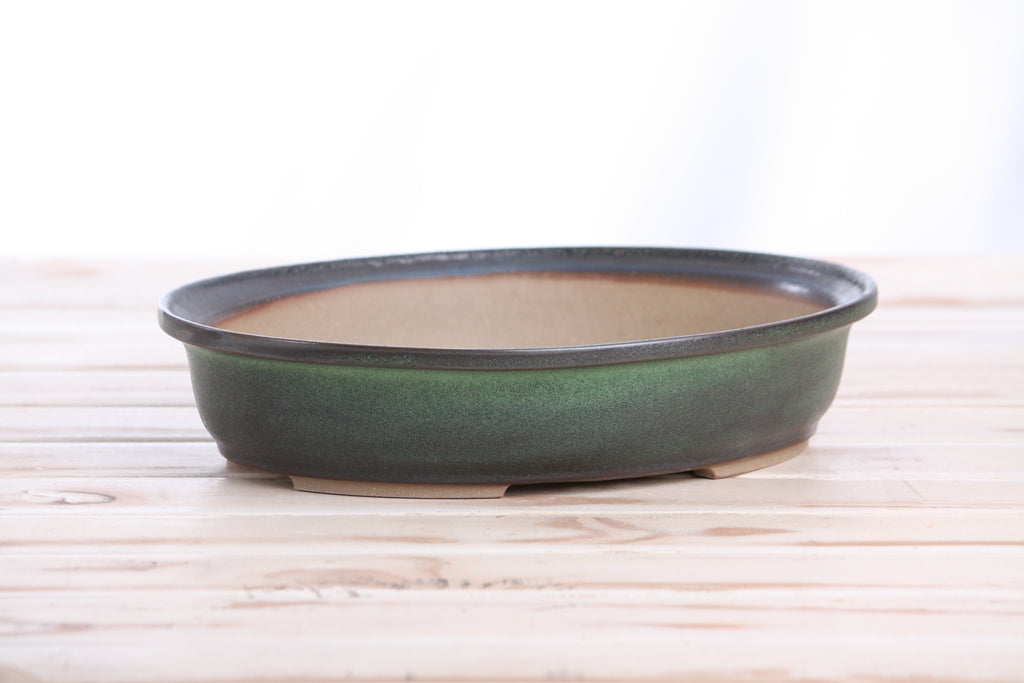 Willow Bonsai Ceramics Landscape Oval A Bonsai Pot 10 Inch – Large Oval Ceramic Bonsai Planter for Forest, Group & Specimen Tree Plantings, High‑Fired Frost‑Proof Stoneware, Handmade in USA (Avocado)