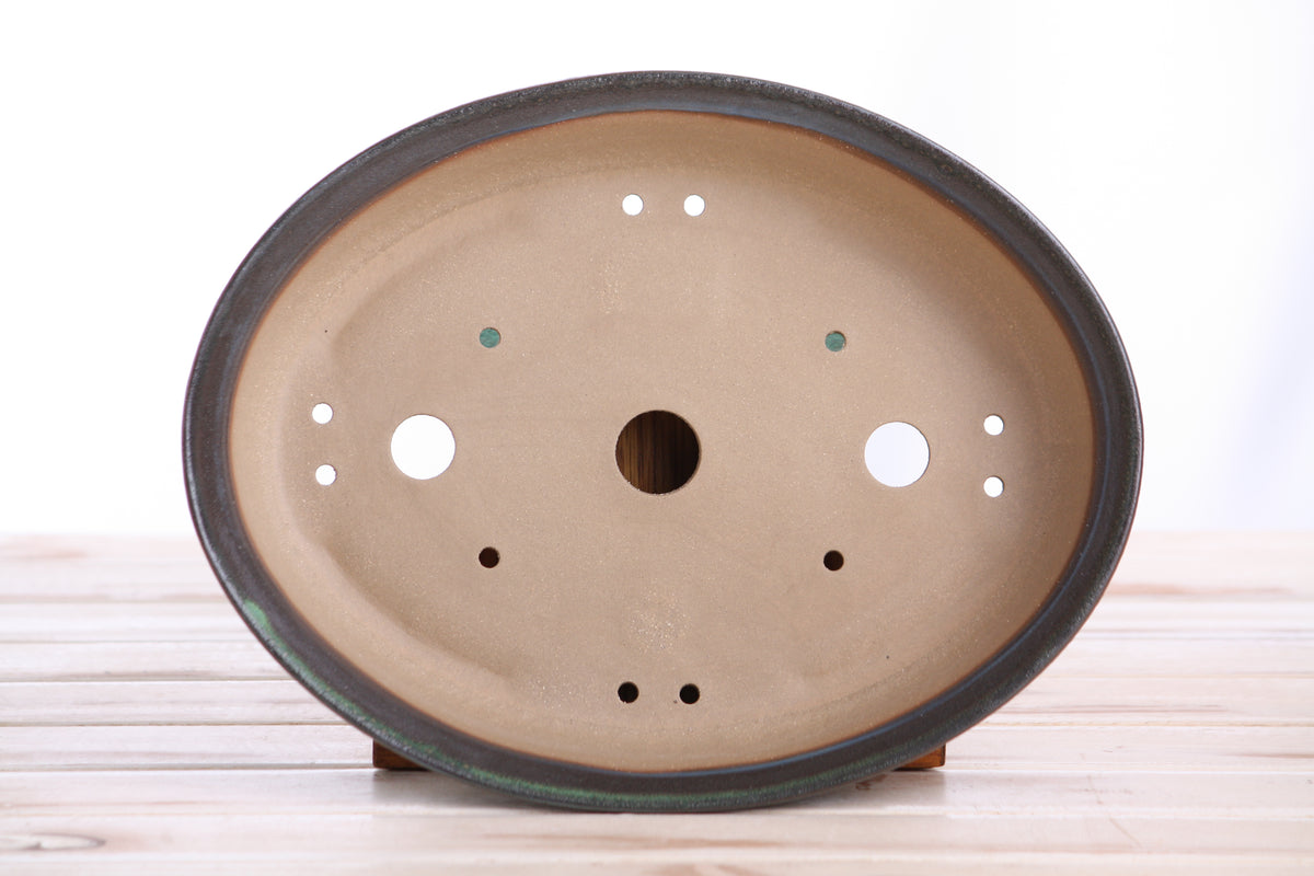 Willow Bonsai Ceramics Landscape Oval A Bonsai Pot 10 Inch – Large Oval Ceramic Bonsai Planter for Forest, Group & Specimen Tree Plantings, High‑Fired Frost‑Proof Stoneware, Handmade in USA (Avocado)