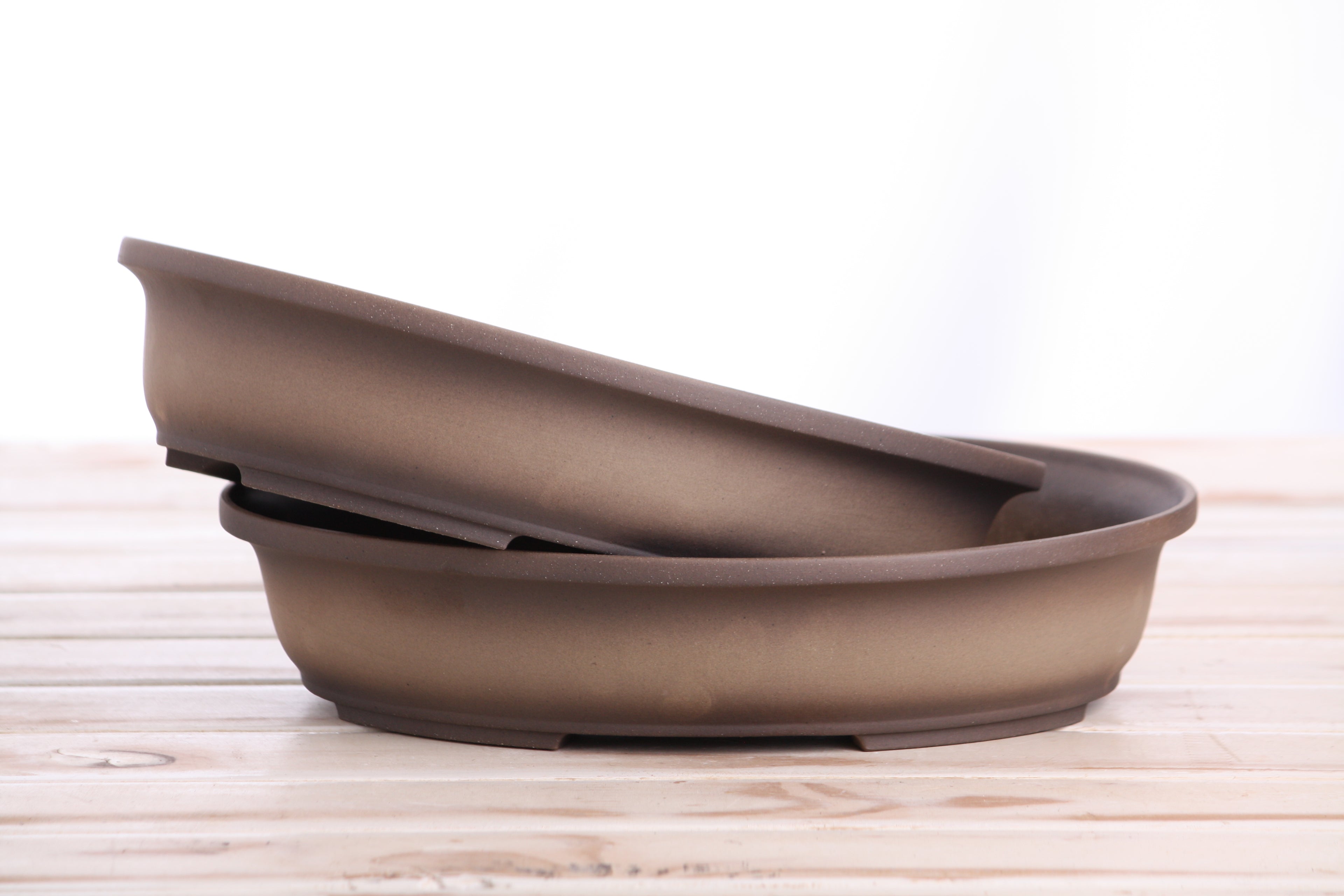 Willow Bonsai Ceramics Landscape Oval A Bonsai Pot 10 Inch – Large Oval Ceramic Bonsai Planter for Forest, Group & Specimen Tree Plantings, High‑Fired Frost‑Proof Stoneware, Handmade in USA (Shaded Unglazed)