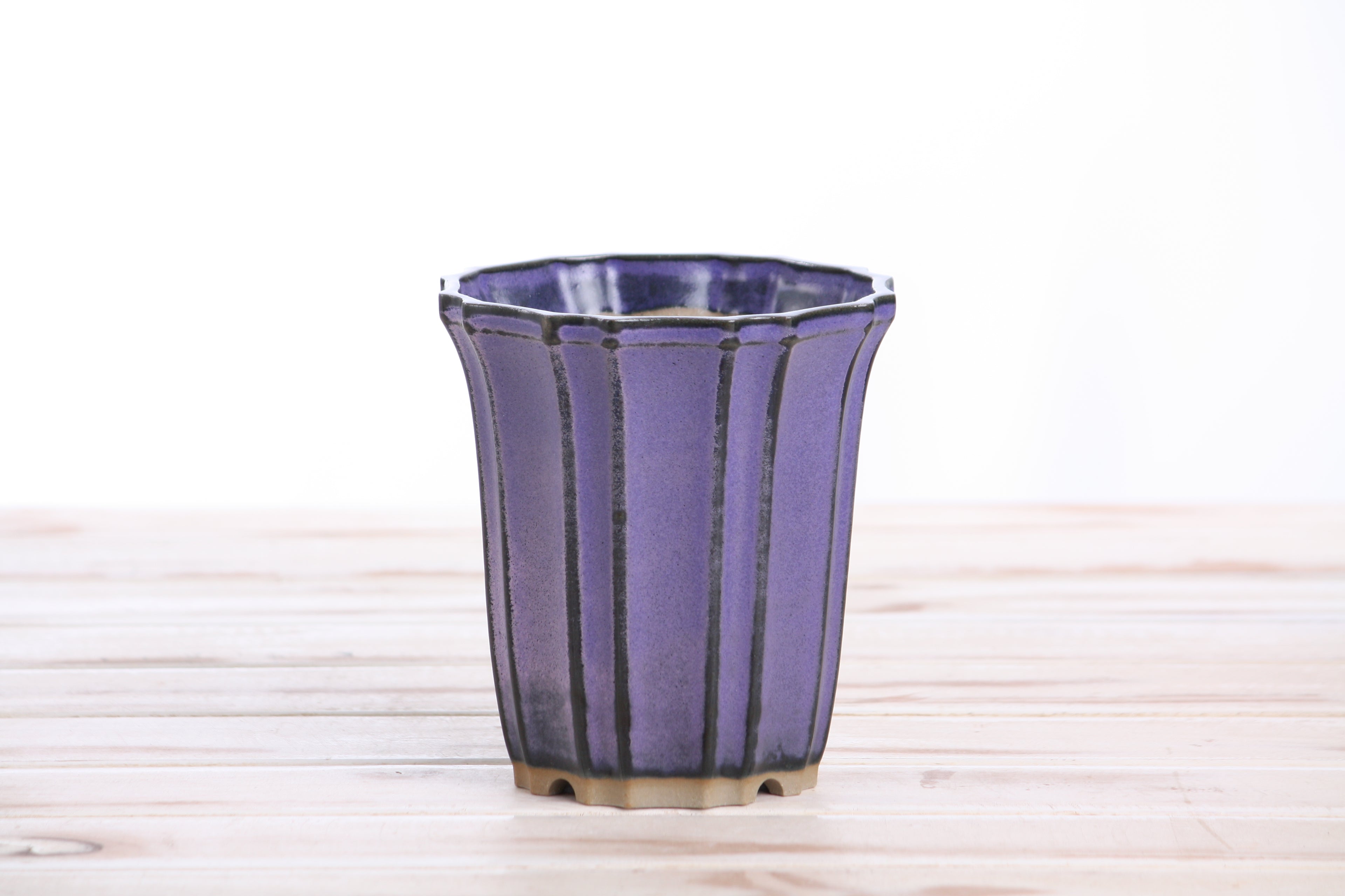 Willow Bonsai Ceramics Flower Design Cascade Bonsai Pot 4.5 Inch – Elegant Tall Ceramic Bonsai & Succulent Planter, High‑Fired Frost‑Proof Stoneware with Drainage & Wiring Holes, Handmade in USA (Purple)