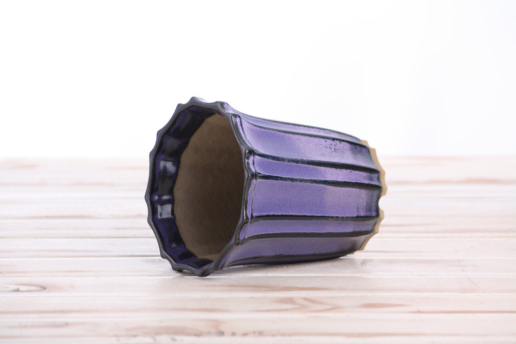 Willow Bonsai Ceramics Flower Design Cascade Bonsai Pot 4.5 Inch – Elegant Tall Ceramic Bonsai & Succulent Planter, High‑Fired Frost‑Proof Stoneware with Drainage & Wiring Holes, Handmade in USA (Purple)