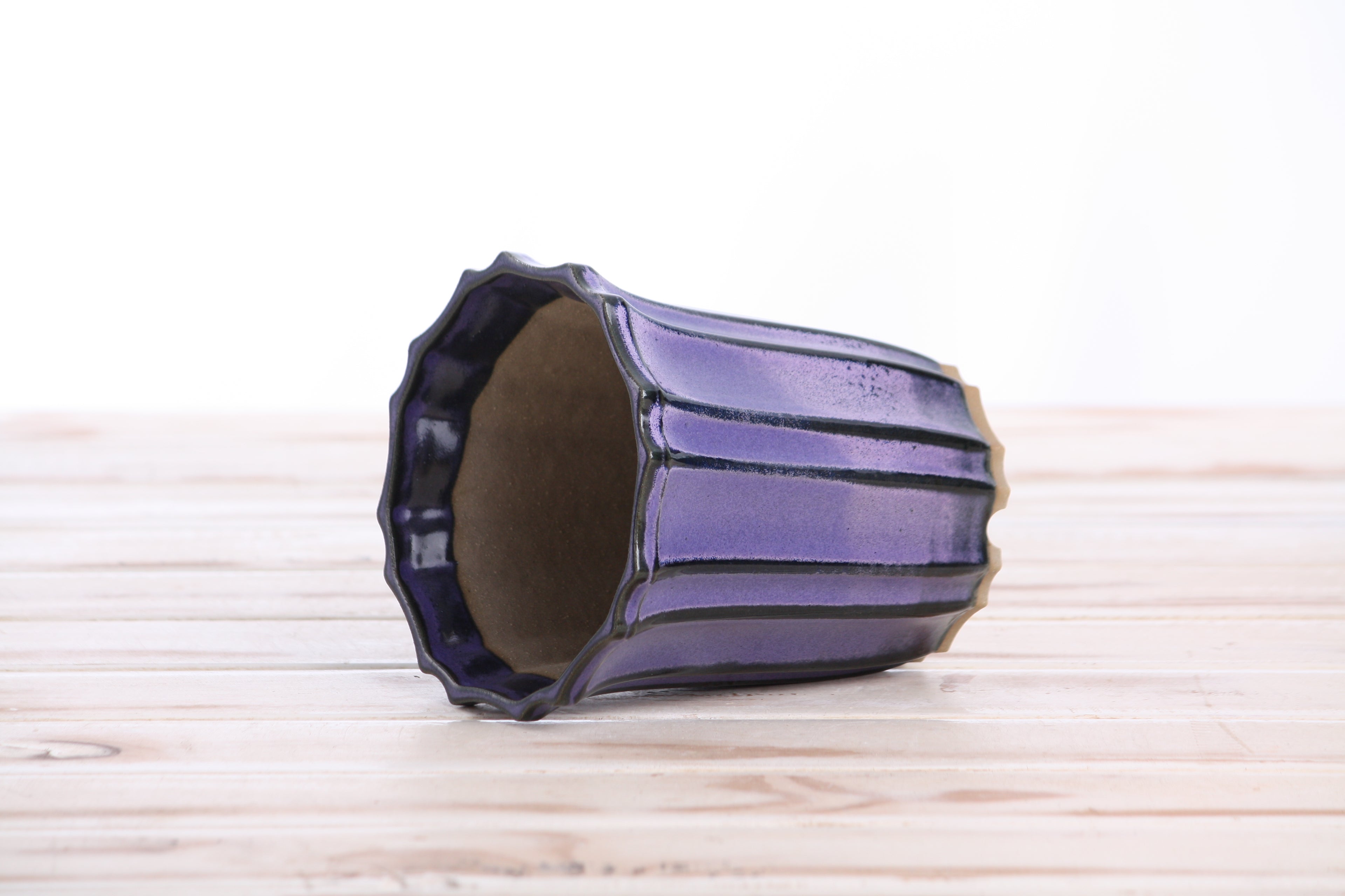 Willow Bonsai Ceramics Flower Design Cascade Bonsai Pot 4.5 Inch – Elegant Tall Ceramic Bonsai & Succulent Planter, High‑Fired Frost‑Proof Stoneware with Drainage & Wiring Holes, Handmade in USA (Purple)