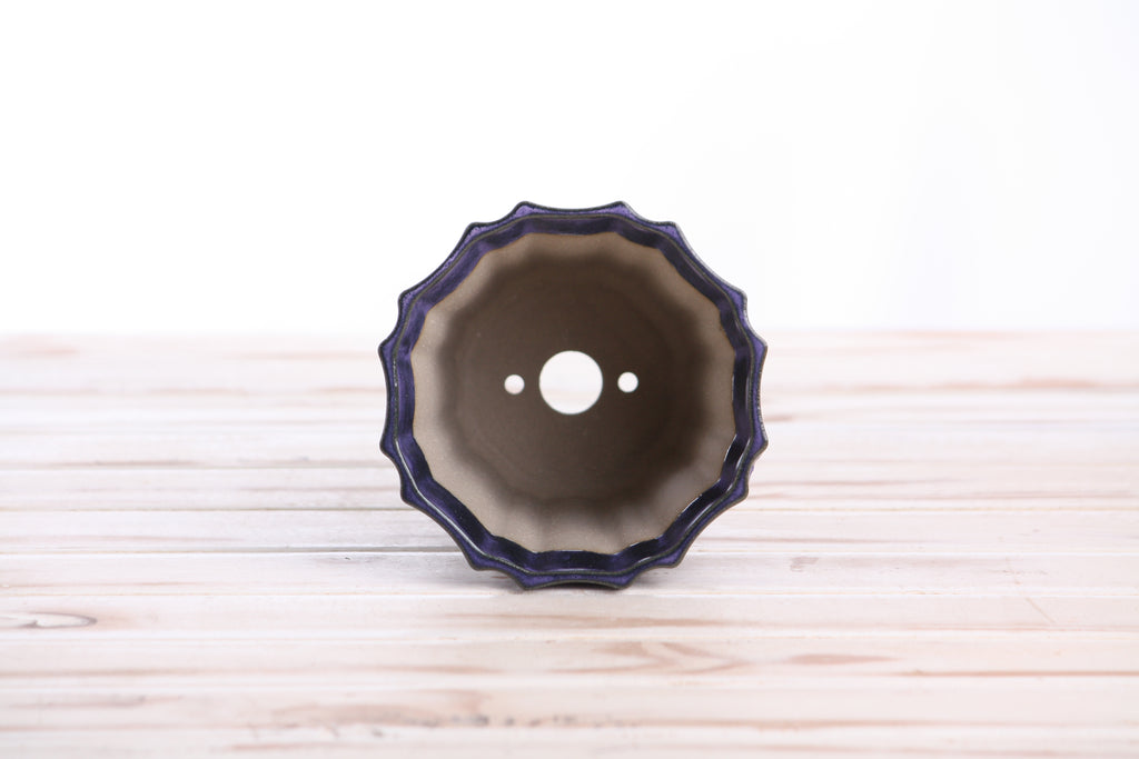 Willow Bonsai Ceramics Flower Design Cascade Bonsai Pot 4.5 Inch – Elegant Tall Ceramic Bonsai & Succulent Planter, High‑Fired Frost‑Proof Stoneware with Drainage & Wiring Holes, Handmade in USA (Purple)